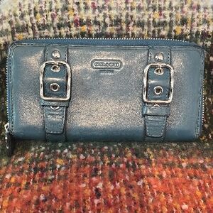 Coach Blue Wallet with Silver Accents
